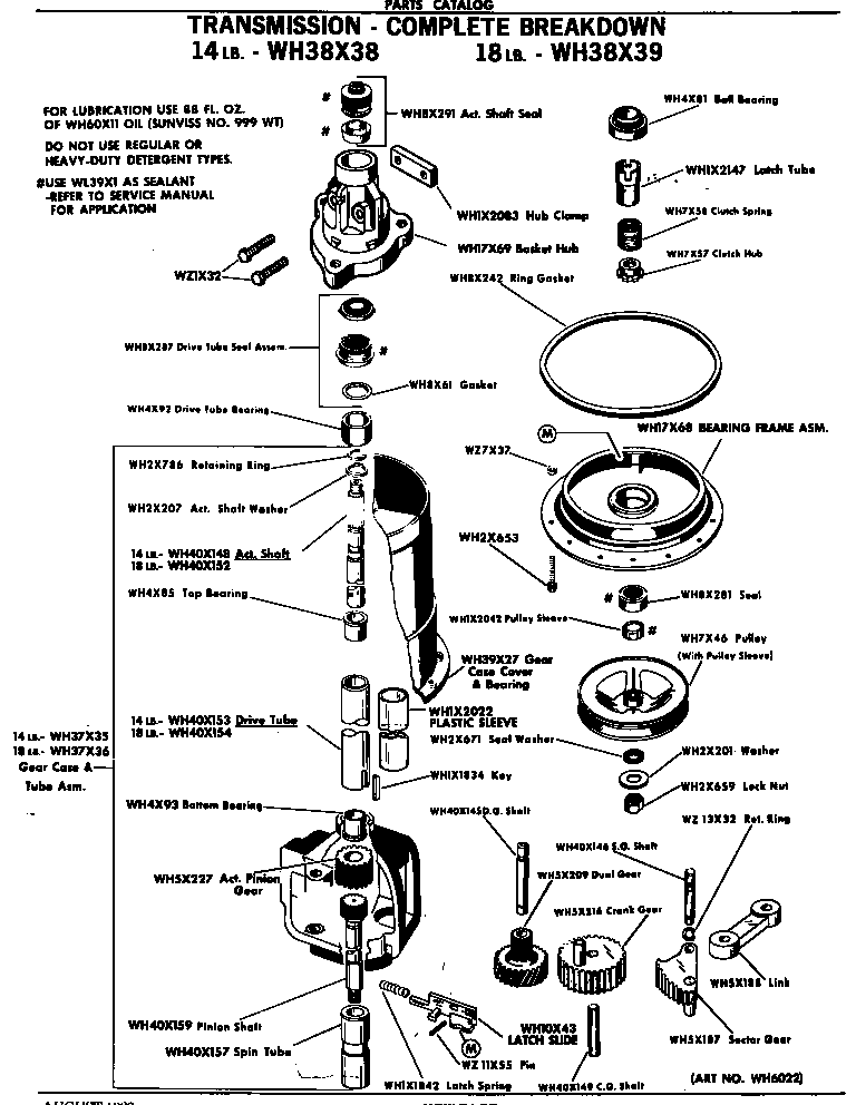 GE WWA8340VCL transmission - complete breakdown diagram