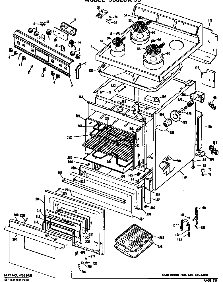 GE JBS26*55 range assembly diagram