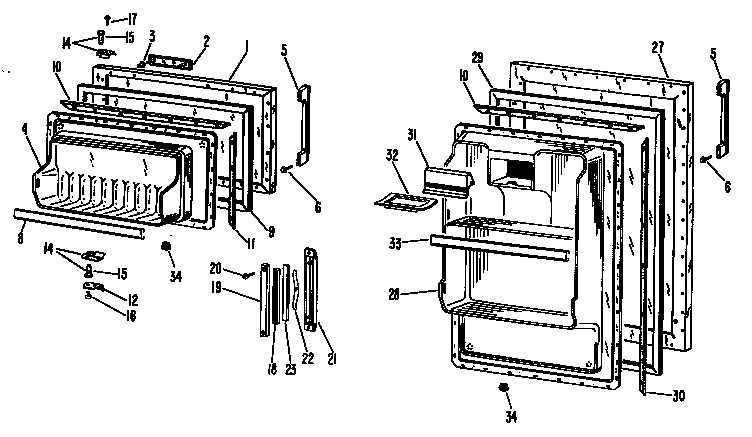 GE TB12SAY doors diagram