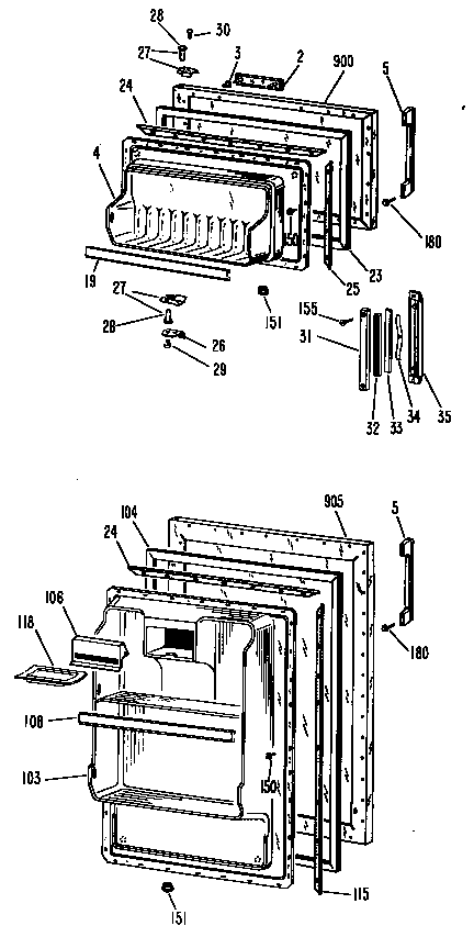 GE TB12SBBL doors diagram