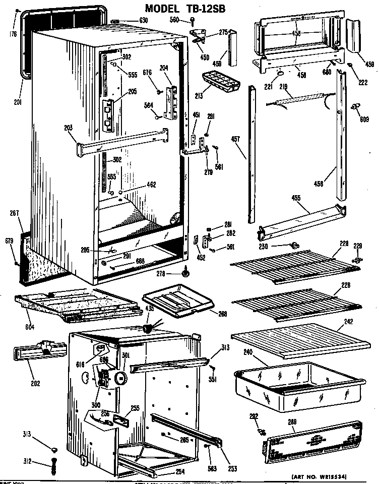 GE TB12SBBL cabinet diagram