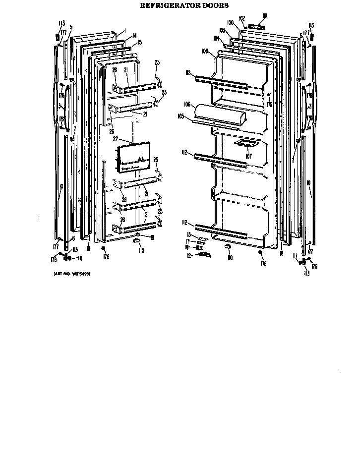 GE TFF20DAC refrigerator doors diagram