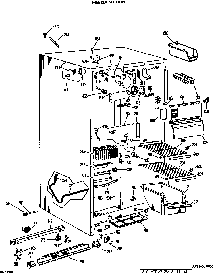 GE TFF20DAC freezer section diagram