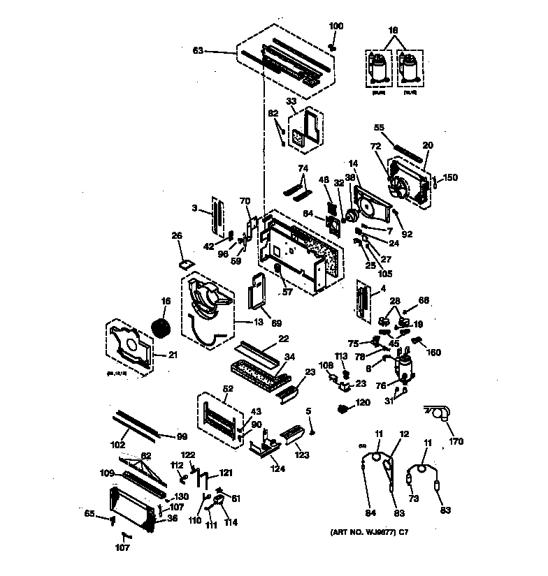 GE AZ31H15E5CV1 motor, compressor & system components diagram