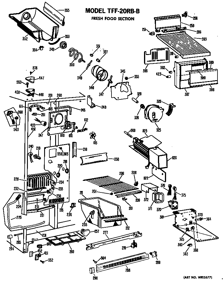 GE TFF20RBB fresh food section diagram
