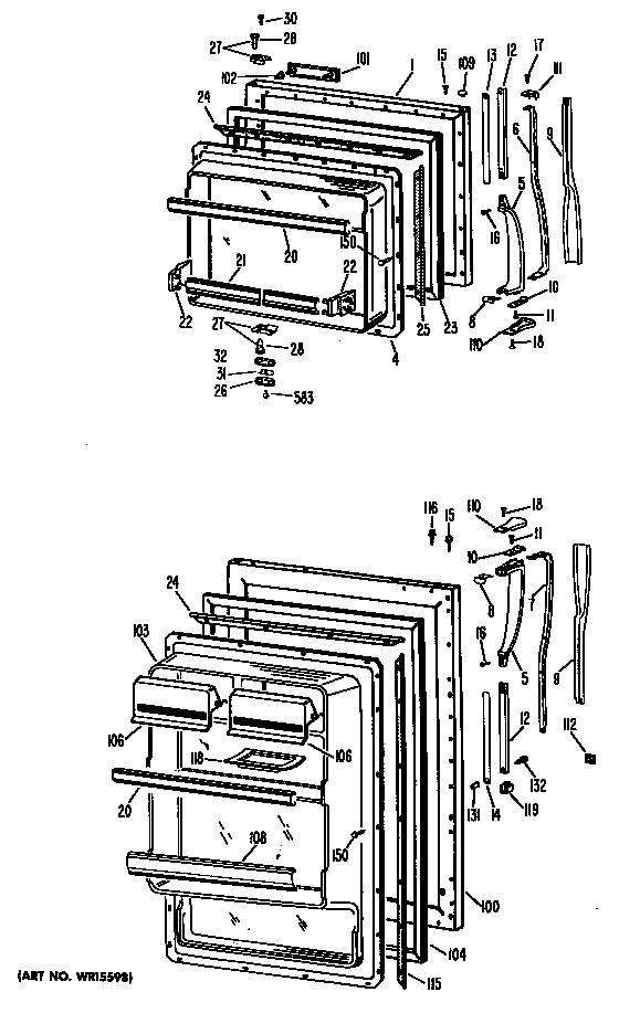 GE TBF14DBB doors diagram