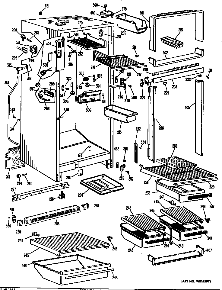 GE TBF14DBB cabinet diagram