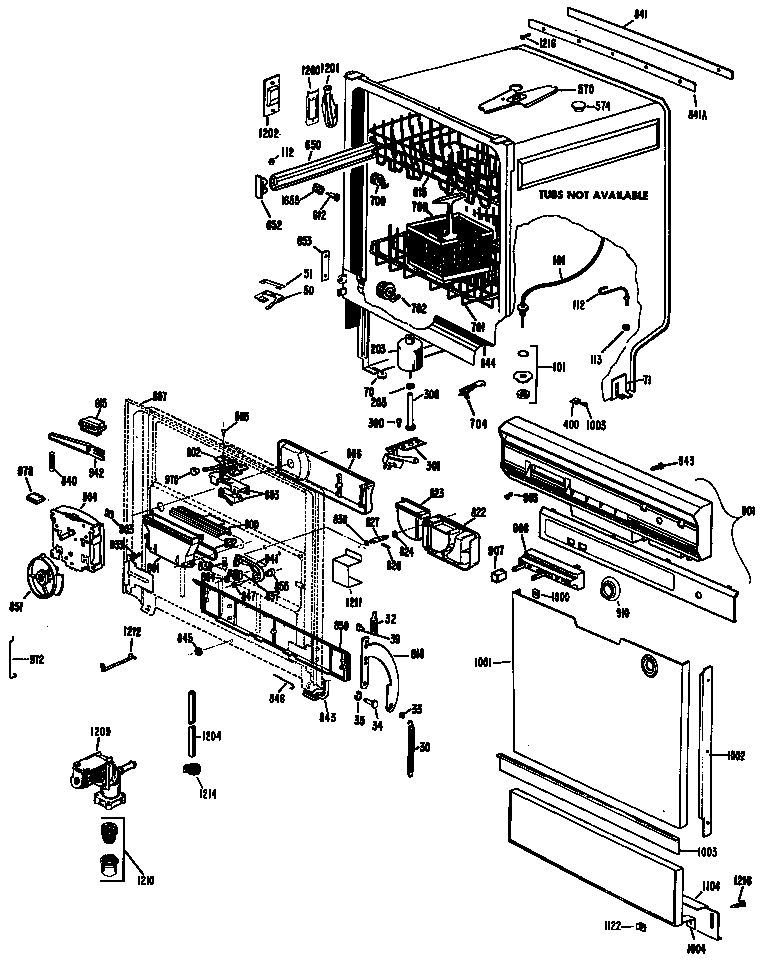 GE GSD400W-52BK door/tub diagram