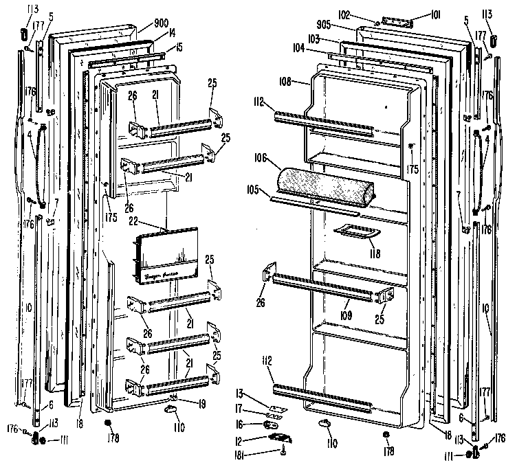 GE TFF24ZBC doors diagram