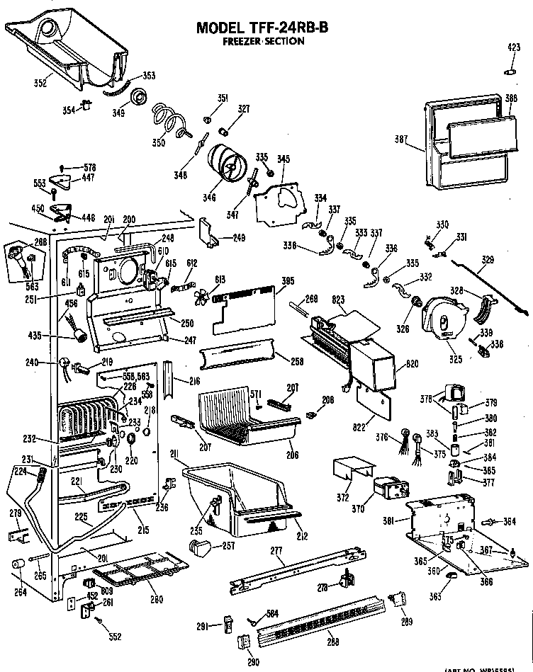 GE TFF24RBC freezer section diagram