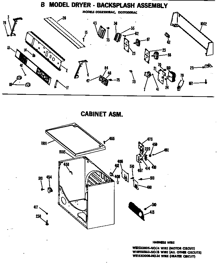 GE DDE8200BAC cabinet asm. diagram