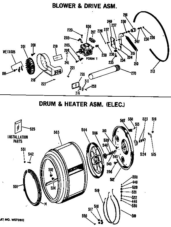 GE DDE8200BAC drum & heater asm. (elec.) diagram