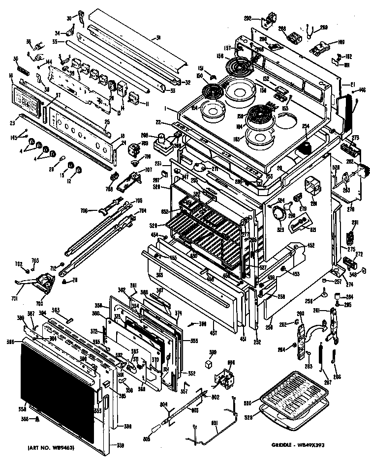 GE JB600G*04 range assembly diagram