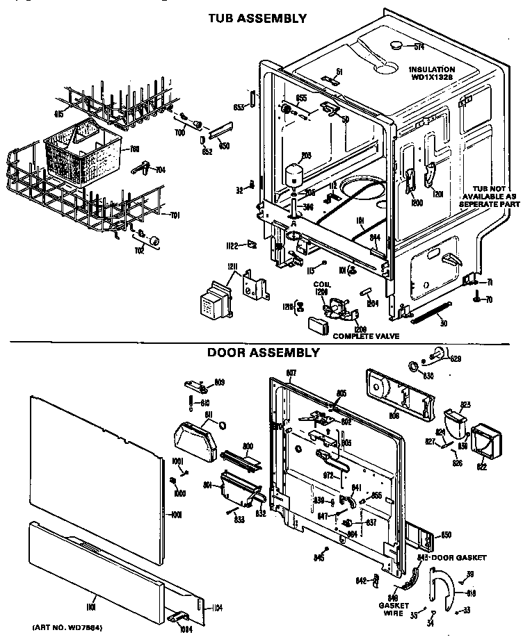 GE GSD400W-56 door assembly diagram