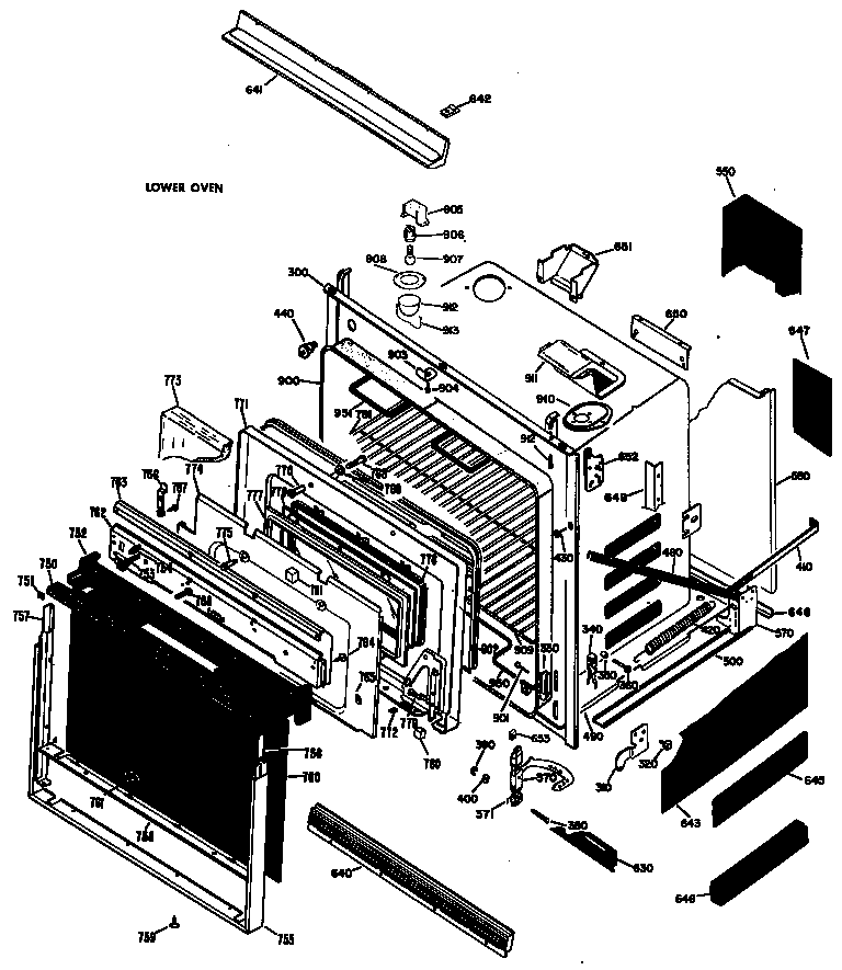 GE JKP27G*07 lower oven diagram