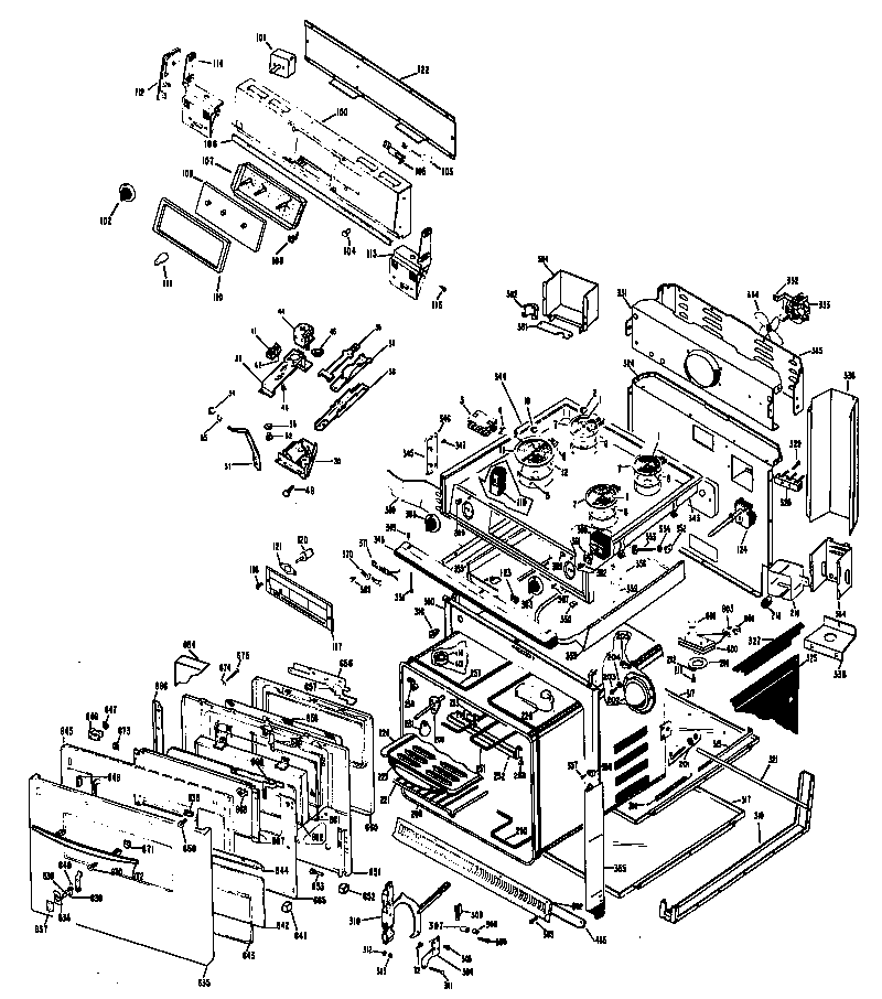GE JMP26*08 electric range assembly diagram