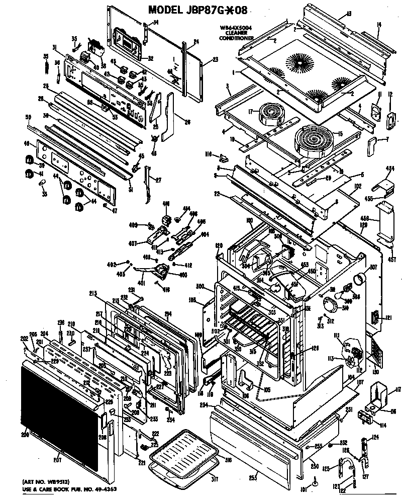 GE JBP87G*08 electric range assembly diagram