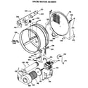 GE DDP1270CAW drum, motor, blower diagram