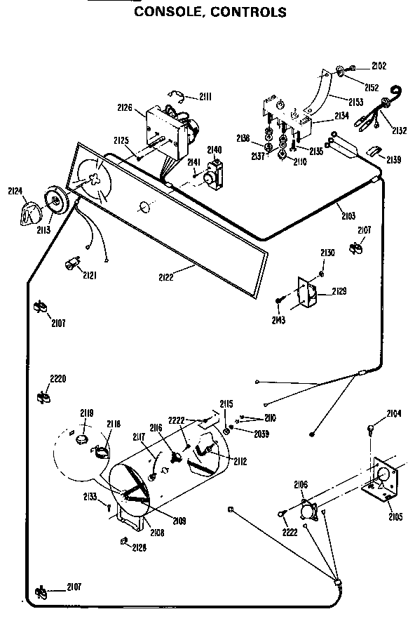 GE DDP1280CAW console, controls diagram