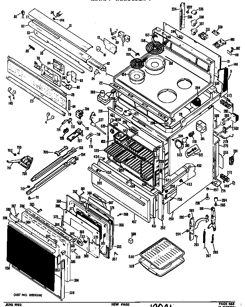 GE JB600G*C1 range assembly diagram