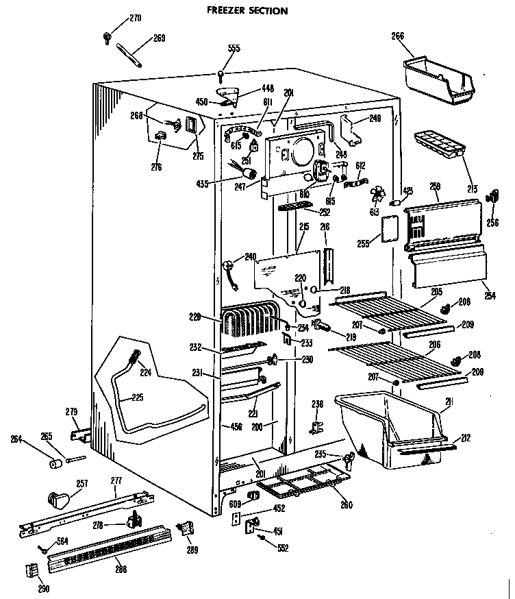GE TFF22DBD freezer section diagram