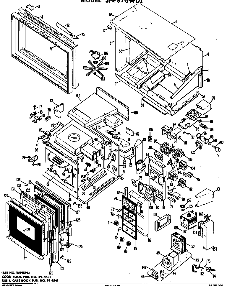 GE JHP97G*D1 oven assembly diagram