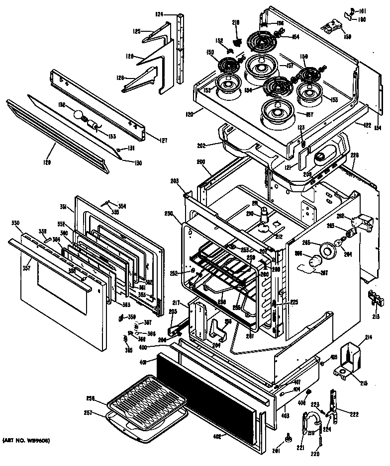 GE JHC56*D1 range assembly diagram
