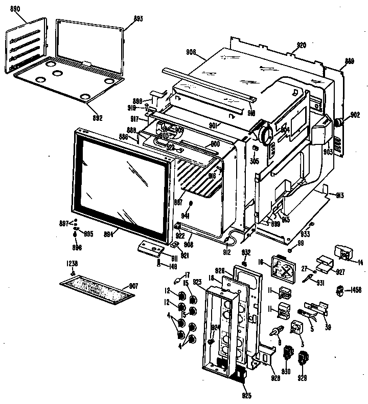 GE JHP56*D1 oven assembly diagram
