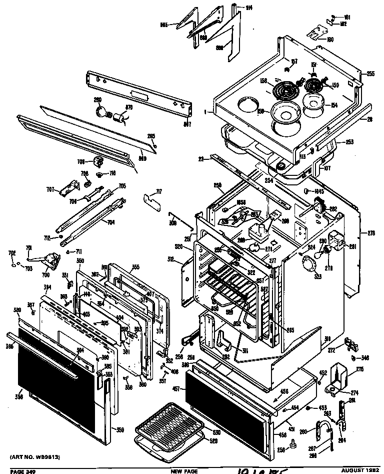 GE JHP56G*D1 range assembly diagram