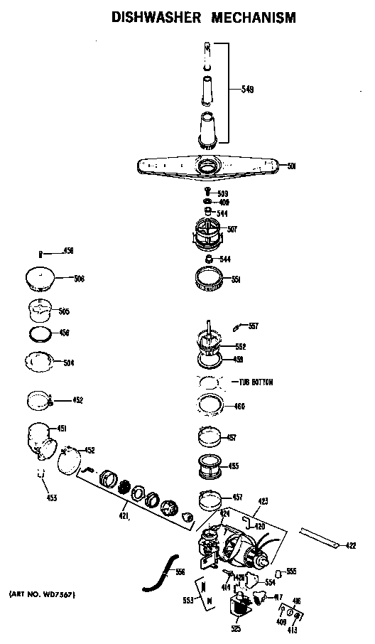 GE GSC702-02 dishwasher mechanism diagram