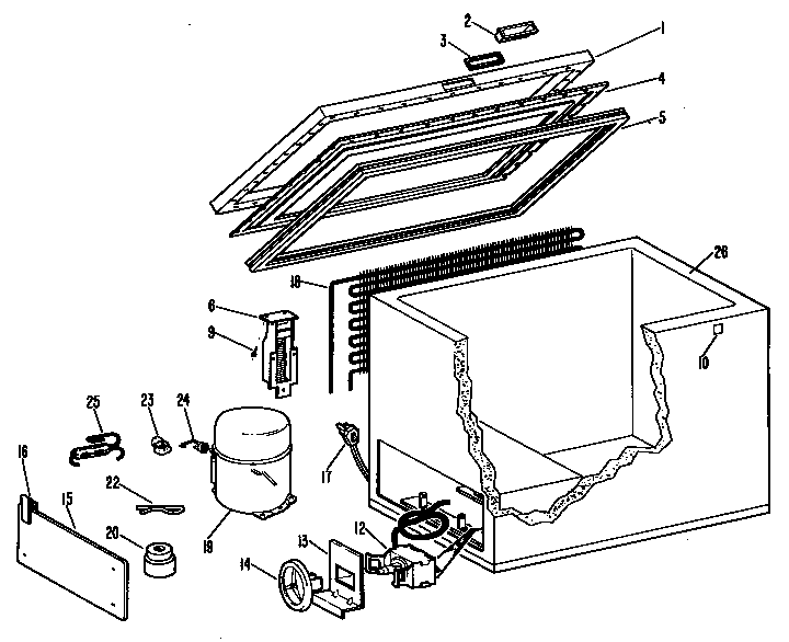 GE CB5DCB freezer assembly diagram