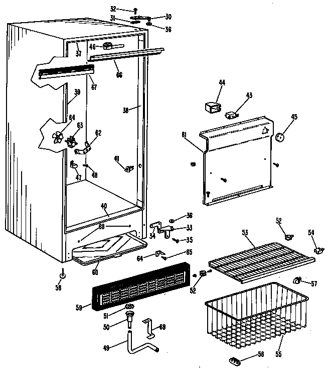 GE CAF16DCB cabinet diagram