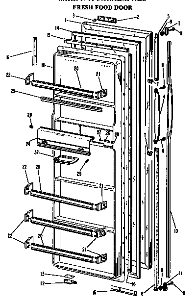GE TFF18DMB fresh food door diagram