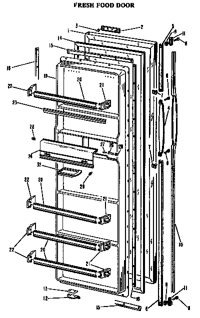 GE TFF20DMC fresh food door diagram