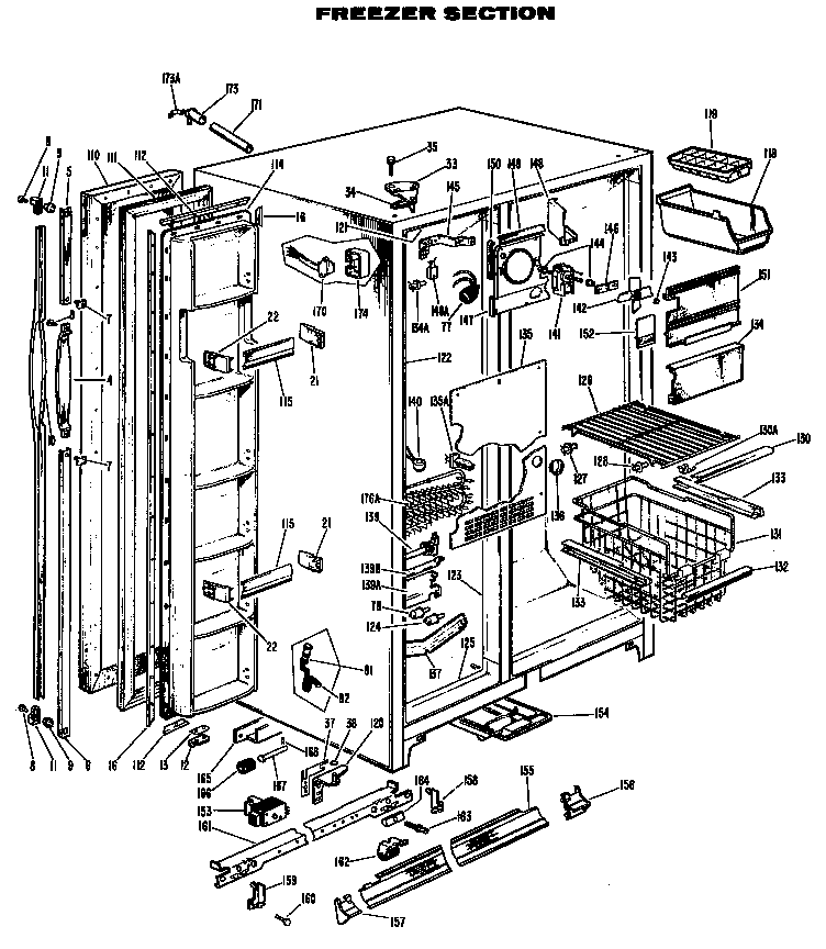 GE TFF20DMC freezer section diagram