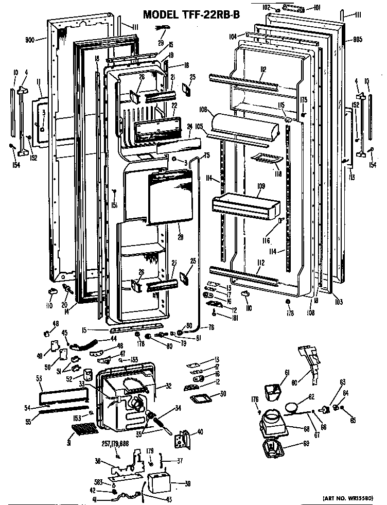 GE TFF22RBD doors diagram