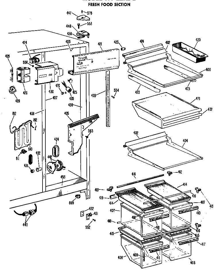 GE TFF22RBD fresh food section diagram