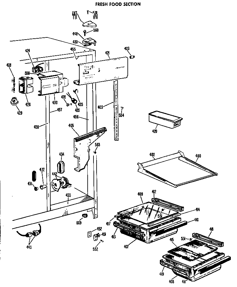 GE TFX20RFC fresh food section diagram