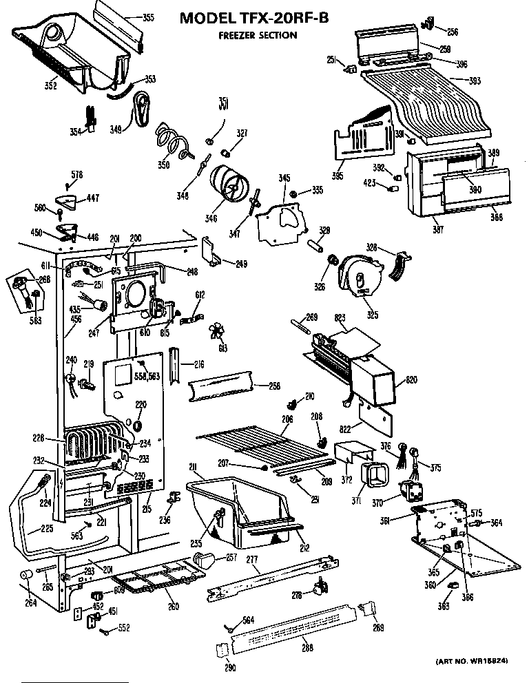 GE TFX20RFC freezer section diagram