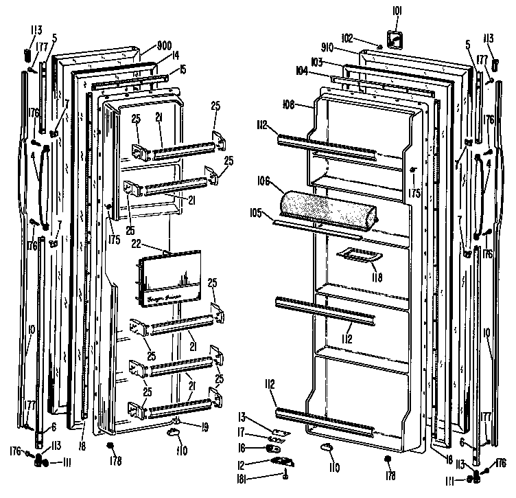 GE TFX20DFC doors diagram