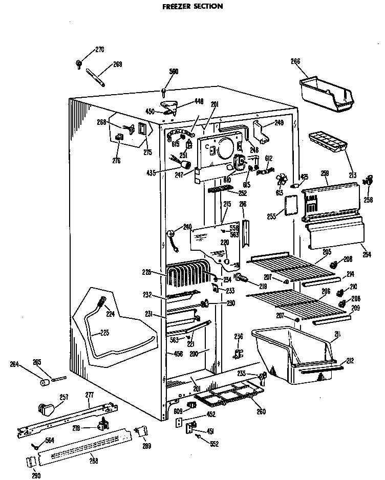 GE TFX20DFC freezer section diagram