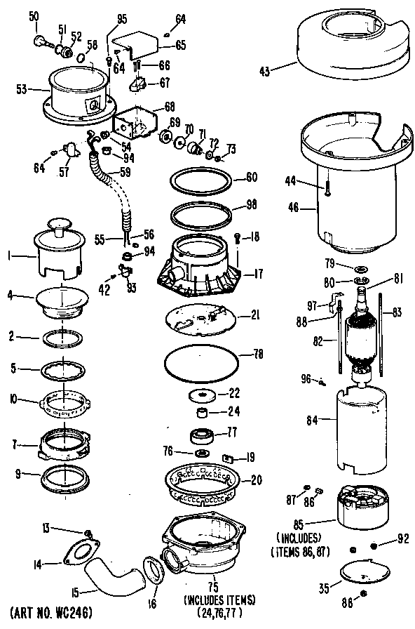GE GFB1050-02 disposer assembly diagram