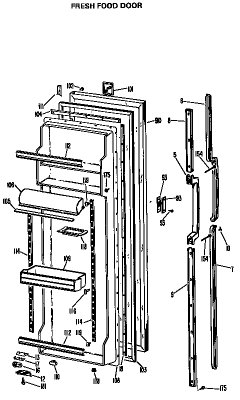 GE TFXE24RGD fresh food door diagram