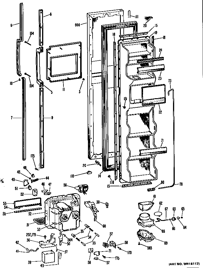 GE TFXE24RGD door diagram