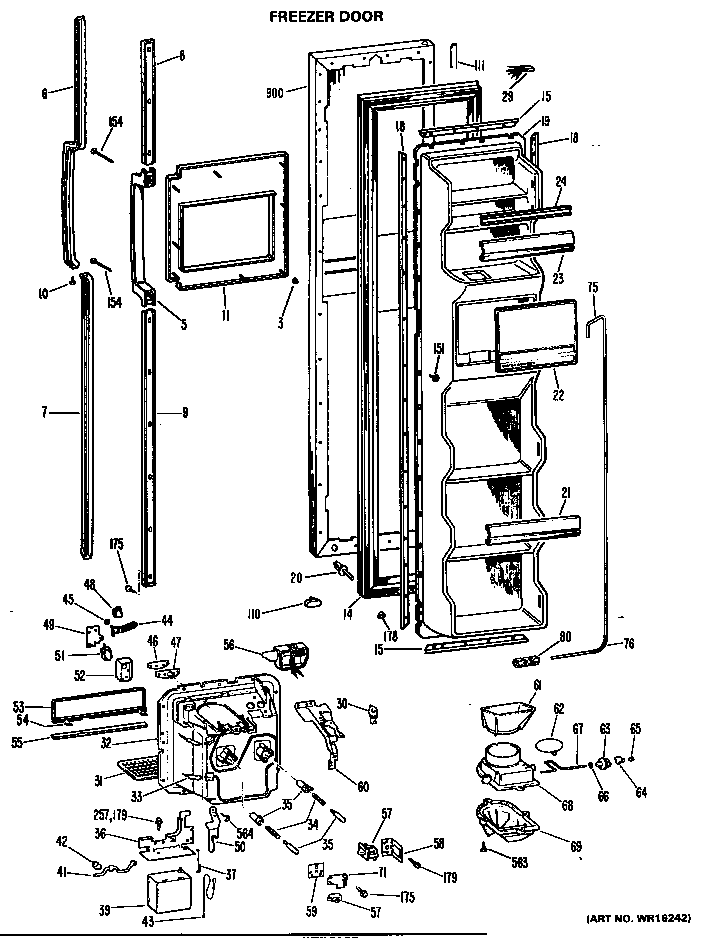 GE TFXE24RHB freezer door diagram