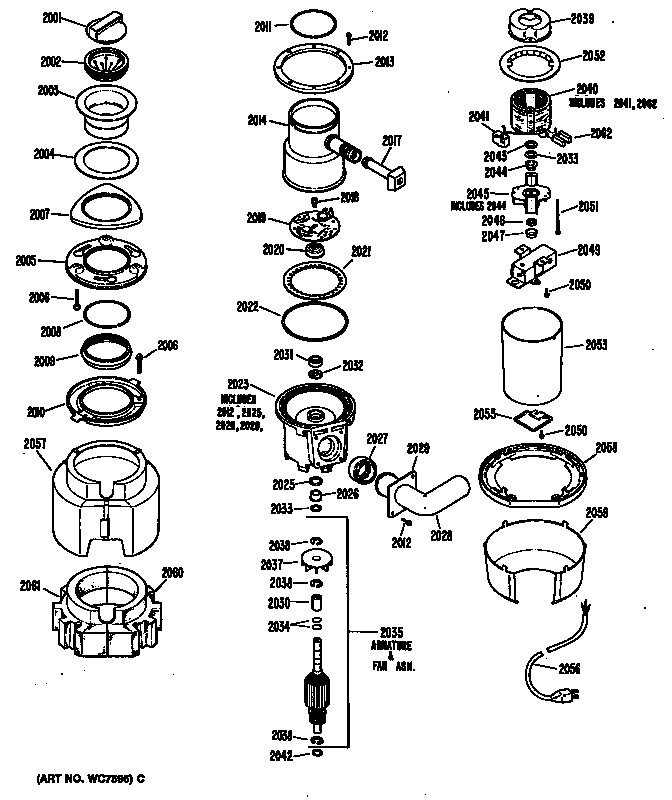 GE GFC300-01 disposer assembly diagram