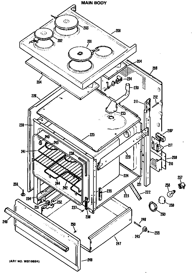 GE JBS28GK-1 main body diagram