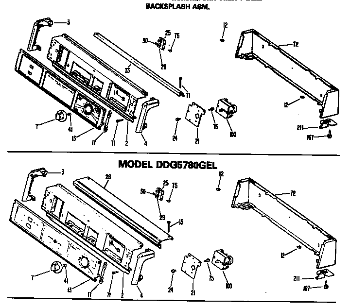 GE DDG5380GEL backsplash asm. diagram