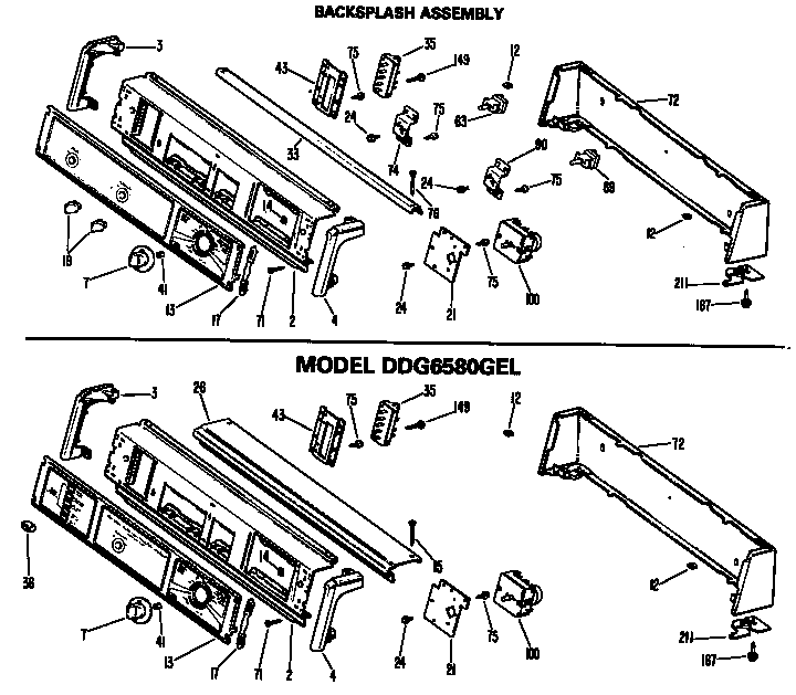 GE DDG5380GEL backsplash assembly diagram