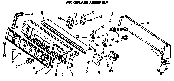 GE DDG5380GEL backsplash assembly diagram